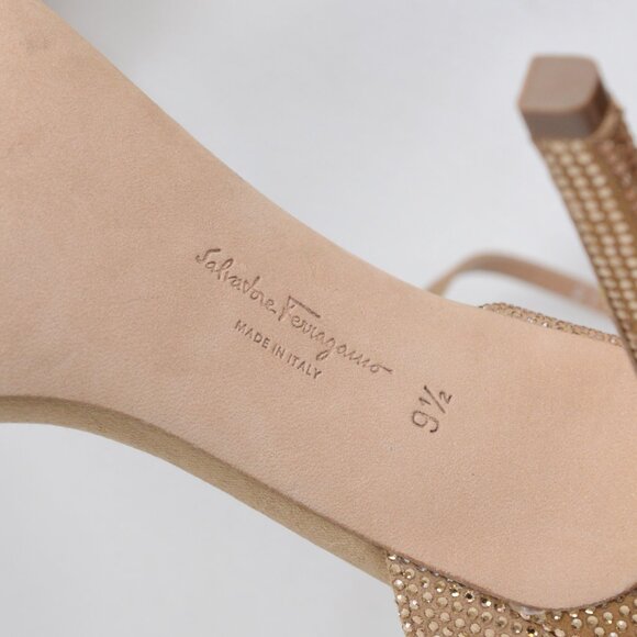 NWOB Salvatore Ferragamo Ines X5 Crystal Embelished Ankle Strap Heels Sz 9.5 - Picture 7 of 10